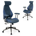 Costway Ergonomic Office Chair with 2D Headrest, Rocking Backrest & Wheels, Gaming Chair Blue