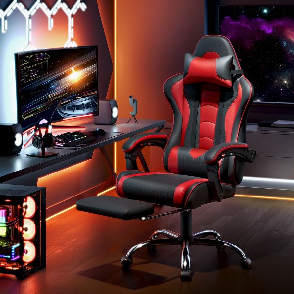 Yaheetech Adjustable Computer Chair with Footrest and Lumbar Support Black