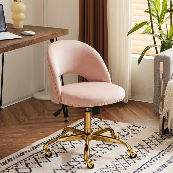 Karl Home | 23 inch Navy Blue Task Chair Office Desk Chair Make Up Chair With Wheels