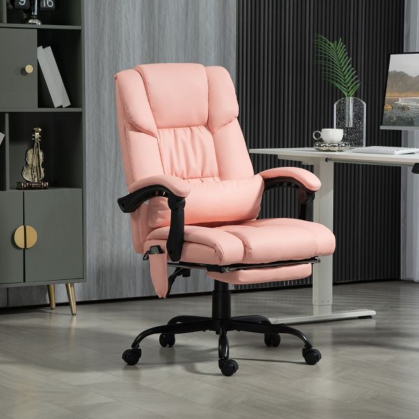 Vinsetto High Back Vibration Massage Office Chair with 6 Points, Height Adjustable Reclining Office Chair with Retractable Footrest and Remote, Brown