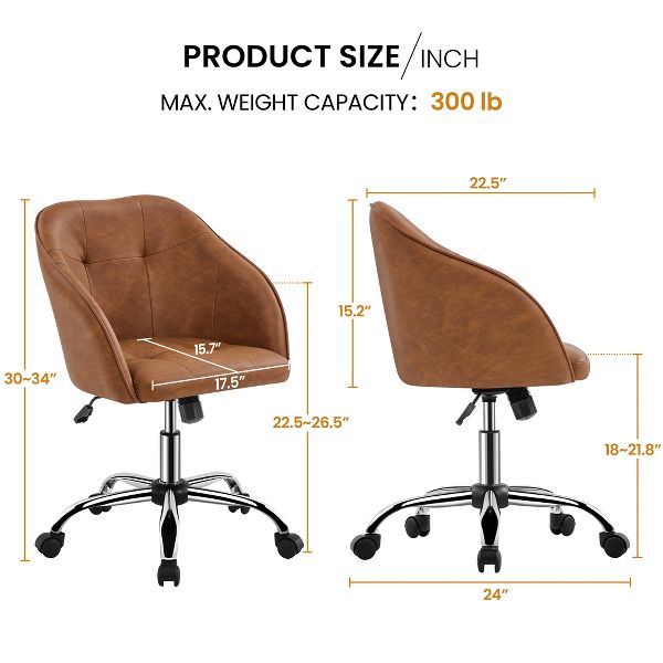 Yaheetech Velvet Desk Chair for Home Office, Soft Height Adjustable 360° Swivel Computer Chair, Gray