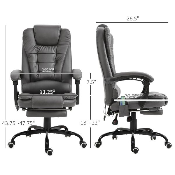 Vinsetto 7-Point Vibrating Massage Office Chair Computer Chair with Lumbar Support, Footrest, Reclining Back, Adjustable Height, Black
