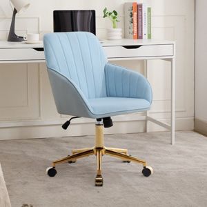 Baby Blue Adjustable Office Chair, Ergonomic Swivel Seat with Memory Foam Cushion for Home Bedroom Study, Single