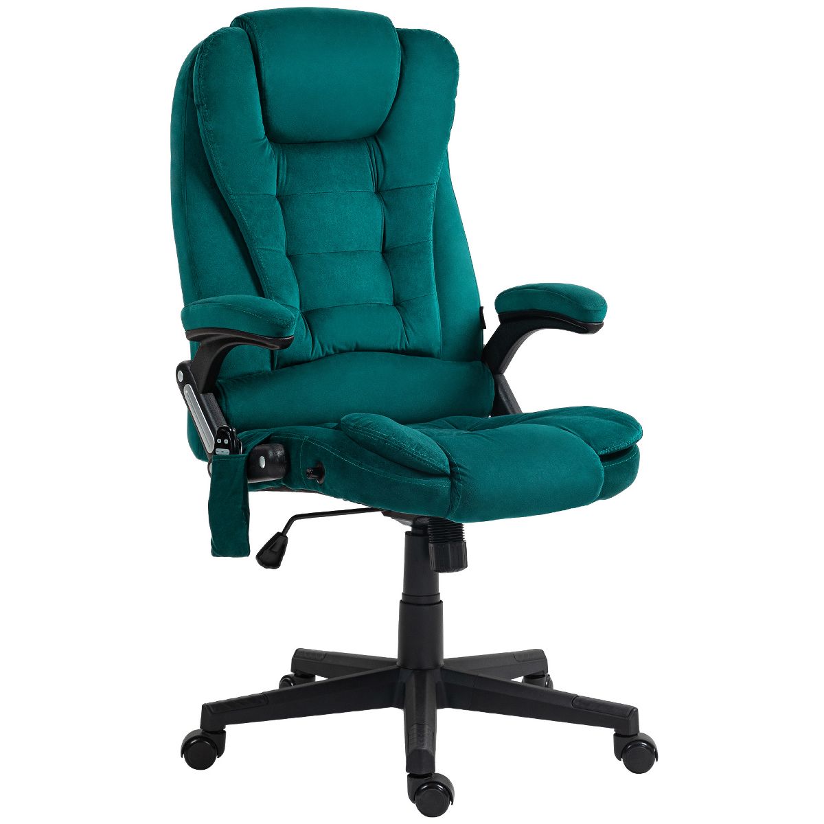 HOMCOM 6 Point Vibrating Massage Office Chair with Heat, Velvet High Back Executive Office Chair with Reclining Backrest, Armrests, Black