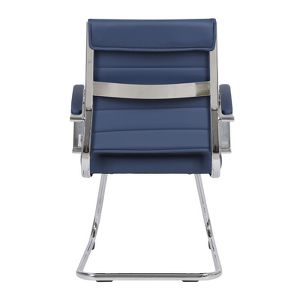 LeisureMod Benmar Modern Leather Office Chair - Ergonomic Sled Base Desk Chair with Fixed Armrests & Sturdy Steel Frame for Home or Executive Office