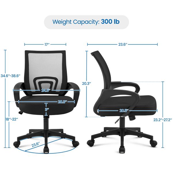 Yaheetech Adjustable Ergonomic Computer Chair Office Chair Black