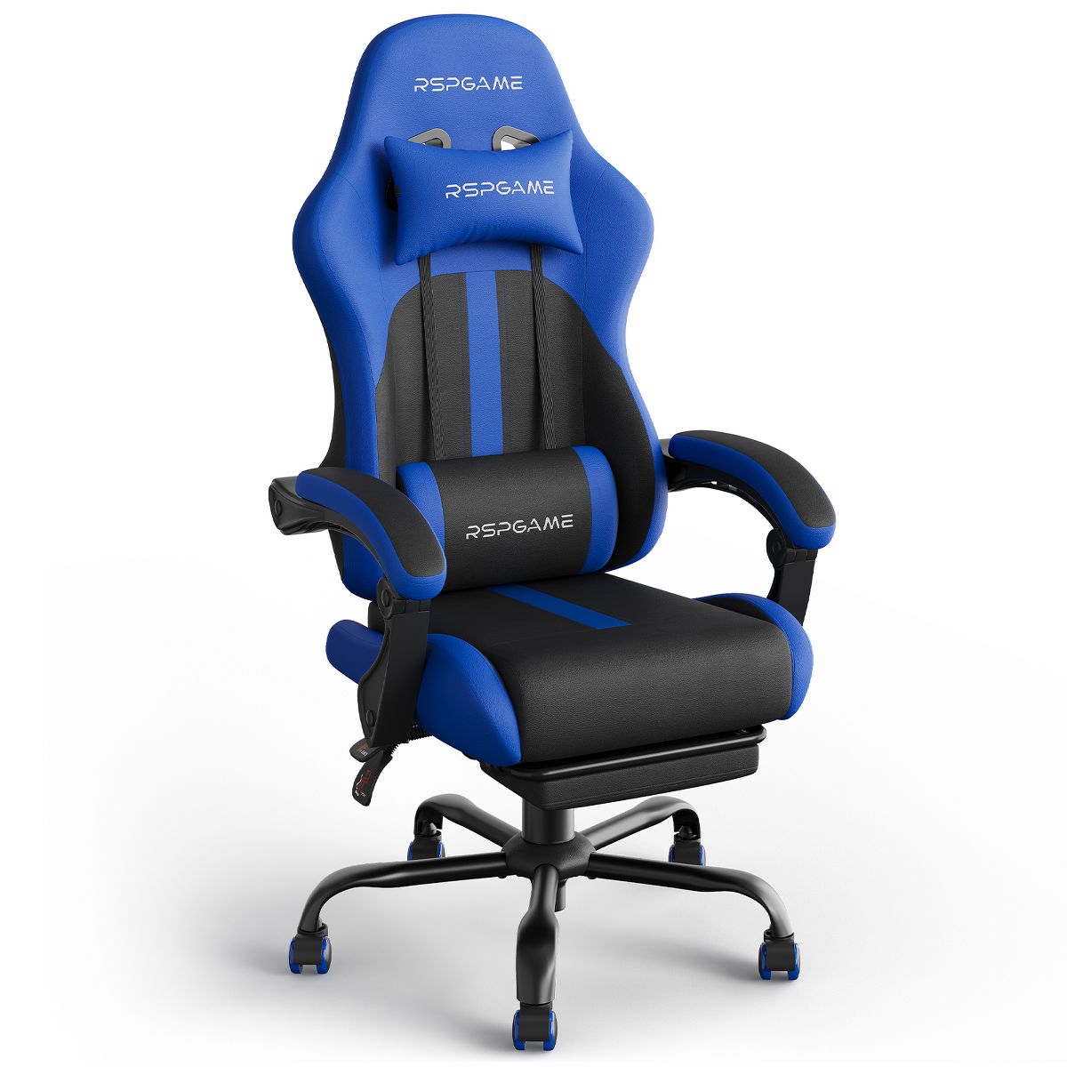 RSPGAME Basic Ergonomic Gaming Chairs for Adults, PU Leather Office Chairs with Lumbar Support, Pocket Spring Cushion and Retractable Footrest