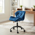 Homy Casa Adjustable Swivel Office Chair with Cushioned Velvet Seat for Home Office or Bedroom, Blue