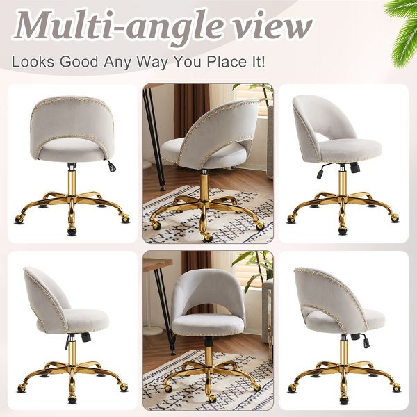 Karl Home | 23 inch Navy Blue Task Chair Office Desk Chair Make Up Chair With Wheels