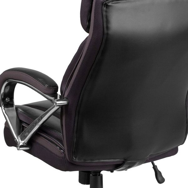 Emma and Oliver 500 lb. Big & Tall Black LeatherSoft Ergonomic Office Chair with Extra Wide Seat