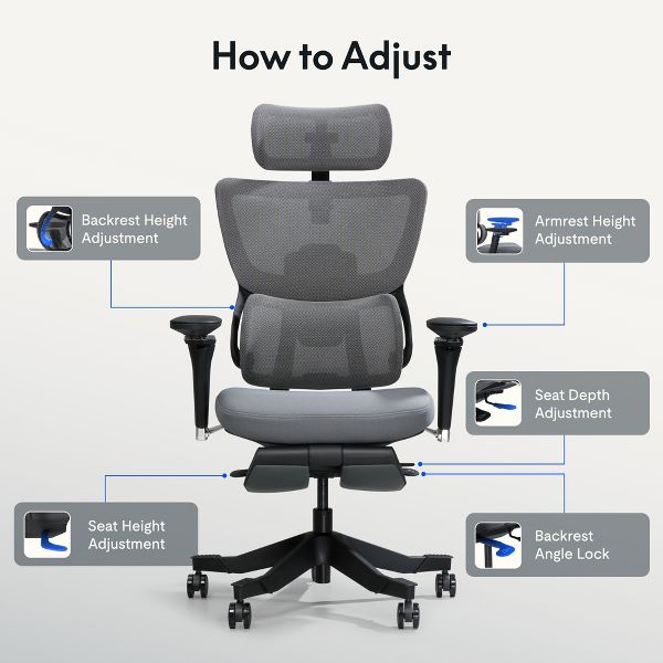 FLEXISPOT C7MAX Premium Ergonomic Office Chair, Foam Seat Cushion, Black