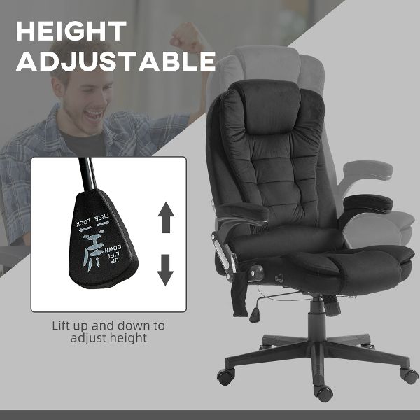 6 Point Executive Office Chair with Heat, Velvet High Back Vibrating Massage Office Chair