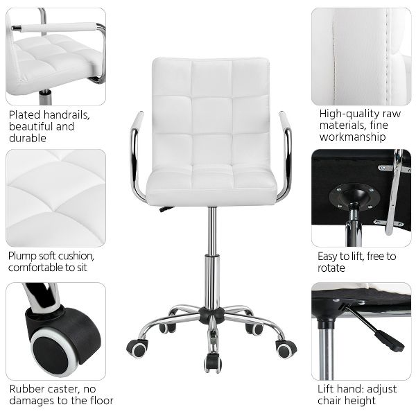 Yaheetech Modern Office Chair Height Adjustable Swivel Chair Mid Back PU Leather Chair, Black