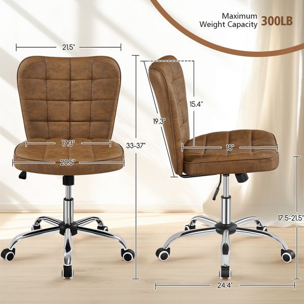 Yaheetech Modern Mid-back Office Chair Armless Desk Chair, Black