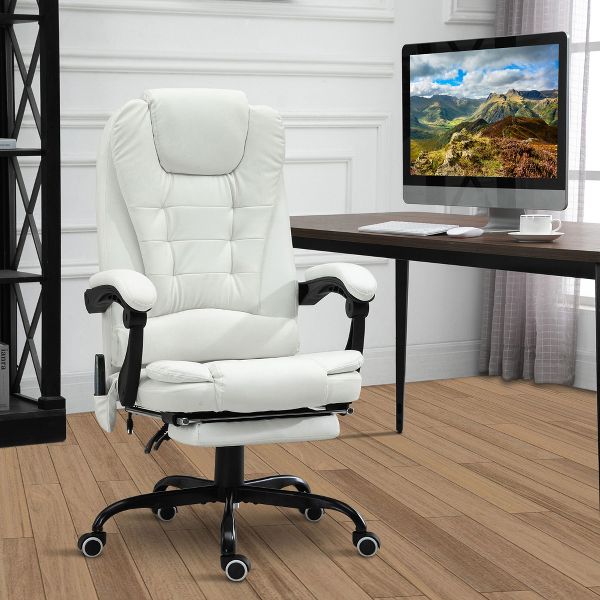 Vinsetto 7-Point Vibrating Massage Office Chair Computer Chair with Lumbar Support, Footrest, Reclining Back, Adjustable Height, Black