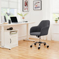 Yaheetech Modern Faux Leather Desk Chair, 360° Swivel Height Adjustable Upholstered Computer Chair for Home Office Study, Dark Gray