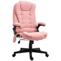 HOMCOM 6 Point Vibrating Massage Office Chair with Heat, Velvet High Back Executive Office Chair with Reclining Backrest, Armrests, Pink
