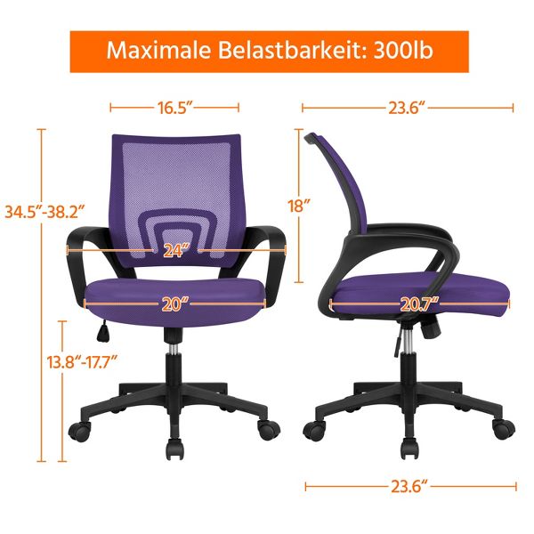 Yaheetech Adjustable Ergonomic Computer Chair Office Chair Black