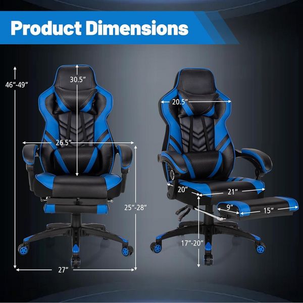Costway Office Computer Desk Chair Gaming Chair Adjustable Swivel w/Footrest Black