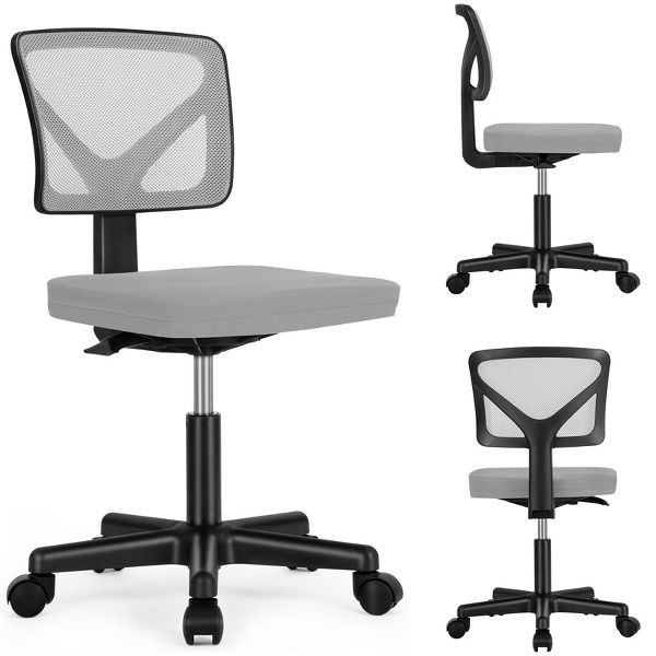 JIONJOY Armless Mesh Office Chair - Adjustable Height Rolling Desk Chair for Small Space, Dorm, Home Office | Black