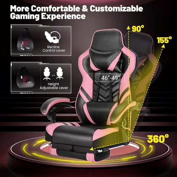Costway Office Computer Desk Chair Gaming Chair Adjustable Swivel w/Footrest Black
