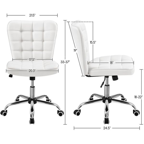 Yaheetech Modern Mid-back Office Chair Armless Desk Chair, Black