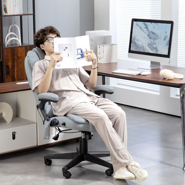 6 Point Vibrating Massage Office Chair with Heat, Microfiber Massage Desk Chair with Reclining Backrest
