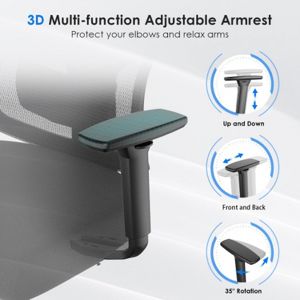 Black Ergonomic Office Chair, Mesh Desk Chair with Adjustable Lumbar & Headrest, Swivel Computer Chair for Home, Single