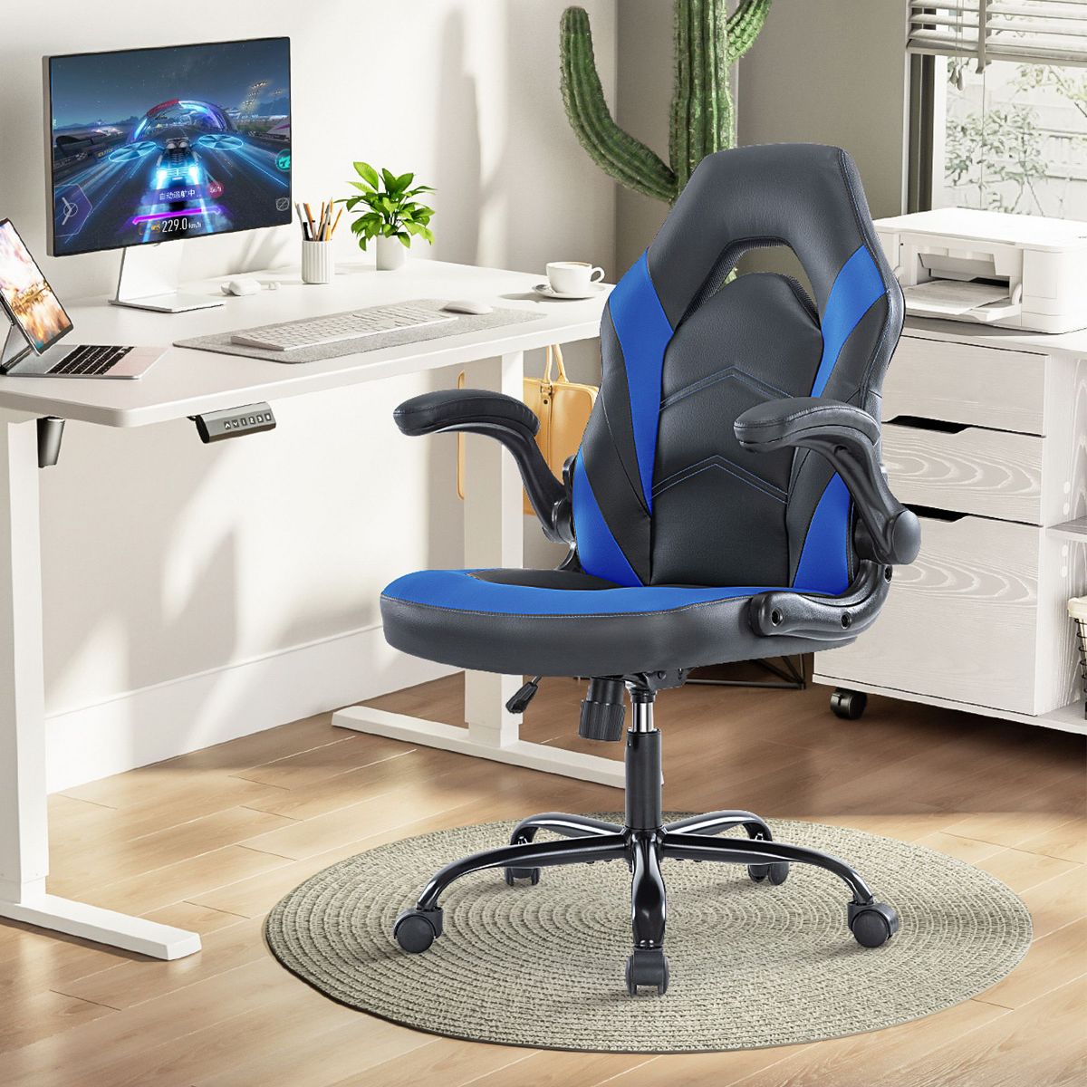 JIONJOY Ultimate Gaming Chair: Ergonomic, PU Leather, Executive Desk Chair with Flip-up Armrests | Black