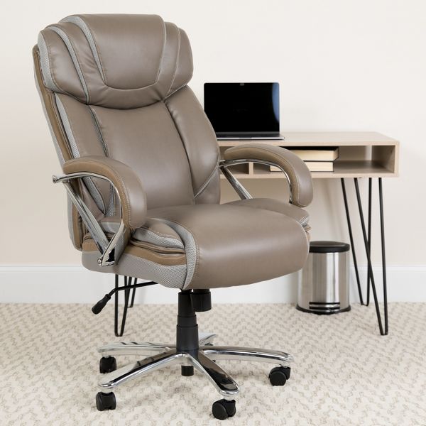 Emma and Oliver 500 lb. Big & Tall Black LeatherSoft Ergonomic Office Chair with Extra Wide Seat
