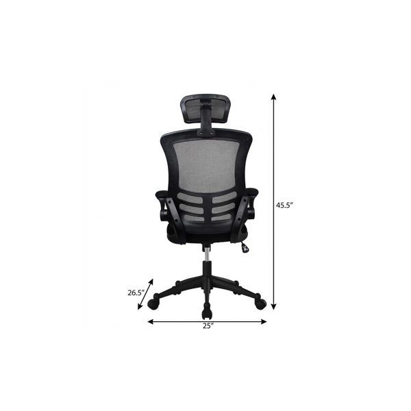 HomeRoots Black Adjustable Height Swivel Rolling Executive Office Chair