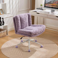 26.4" Wide Faux Fur Office Chair, Adjustable Swivel Desk Chair with Double Cushion, Ergonomic Home Office Chair, Violet