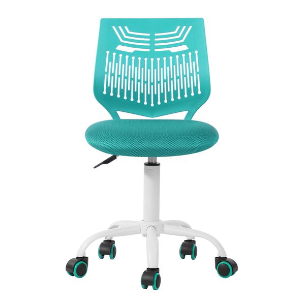 HomeRoots Aqua and White Adjustable Height Swivel Rolling Office Chair