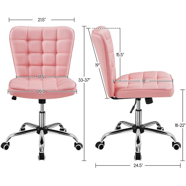 Yaheetech Modern Mid-back Office Chair Armless Desk Chair, Black
