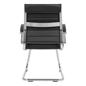 LeisureMod Benmar Modern Leather Office Chair - Ergonomic Sled Base Desk Chair with Fixed Armrests & Sturdy Steel Frame for Home or Executive Office