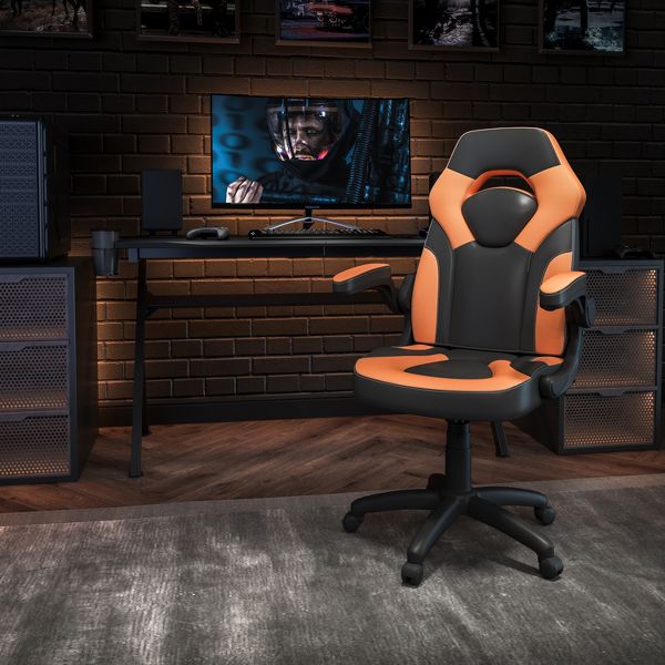 Flash Furniture X10 Gaming Chair, Racing Ergonomic Office Chair, Height Adjustable Swivel Computer Chair w/ Flip-Up Arms, Camouflage/Black LeatherSoft