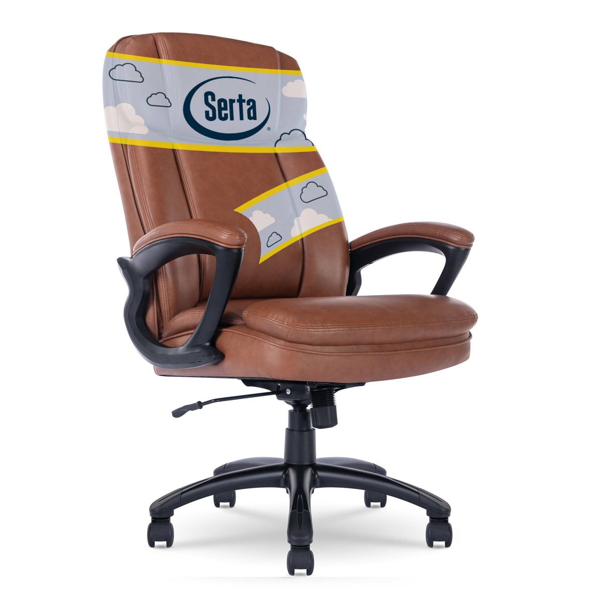 Big and Tall Executive Office Chair Cognac - Serta: 350lb Capacity, Ergonomic, Swivel, Adjustable