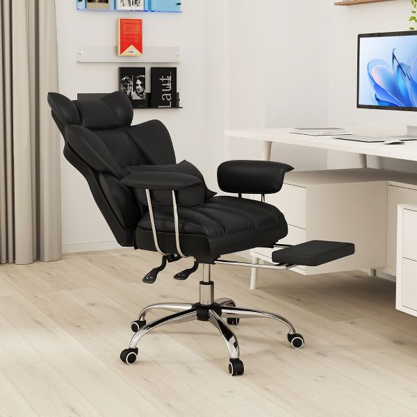 Costway 400 LBS Big & Tall Office Chair with Adjustable Height Reclining Function Footrest Black