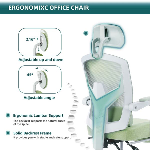 Bestier Office Chair Ergonomic Desk Chair, Home Mesh Office Desk Chairs with Wheels, Lumbar Support Pillow and Padded Armrests, Comfy Gaming Chair