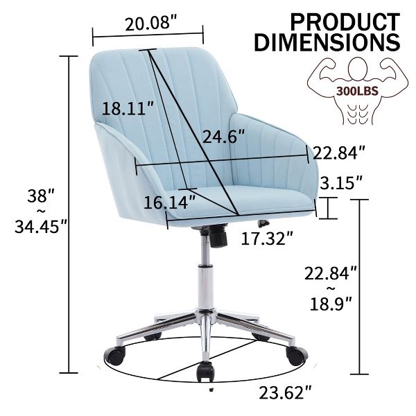 Adjustable Ergonomic Swivel Office Chair with Backrest - Comfortable for Long Sitting, Suitable for Home and Bedroom