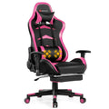 Costway Office Massage Gaming Chair Reclining Swivel Racing with Footrest Pink