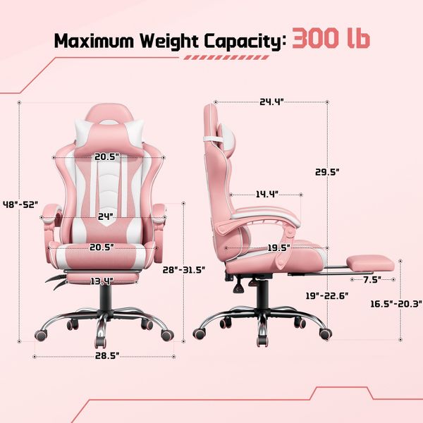 Yaheetech Adjustable Computer Chair with Footrest and Lumbar Support Black