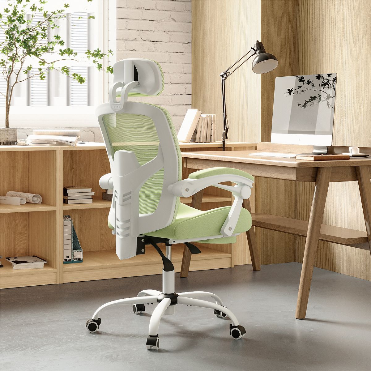Bestier Office Chair Ergonomic Desk Chair, Home Mesh Office Desk Chairs with Wheels, Lumbar Support Pillow and Padded Armrests, Comfy Gaming Chair