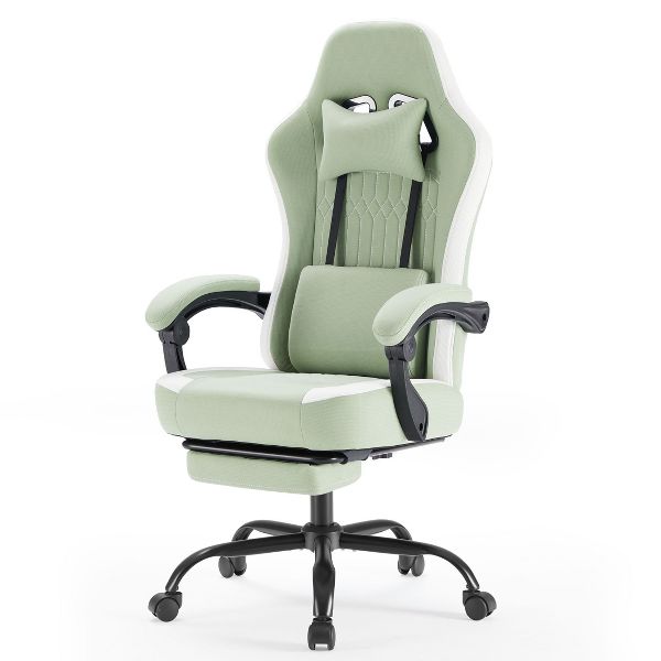 JIONJOY Ergonomic Gaming Chair with Footrest - High Back Lumbar Support, Adjustable Recline& Height, Swivel Computer Desk Chair-BK