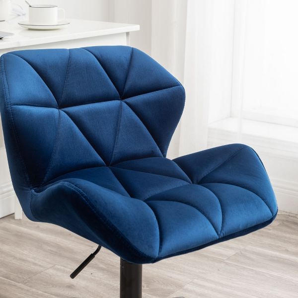 Homy Casa Adjustable Swivel Office Chair with Cushioned Velvet Seat for Home Office or Bedroom, Blue