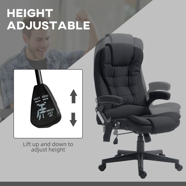 6 Point Vibrating Massage Office Chair with Heat, Linen High Back Massage Desk Chair with Reclining Backrest