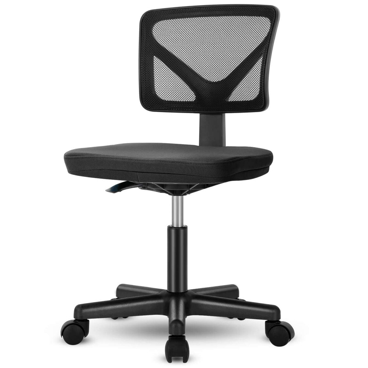 Black Low-Back Mesh Armless Swivel Office Chair, 16.50 x 17.90 x 34.80 inch