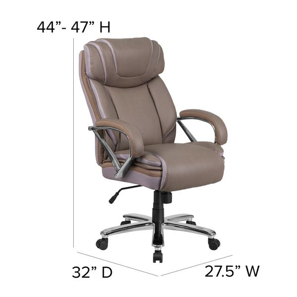 Emma and Oliver 500 lb. Big & Tall Black LeatherSoft Ergonomic Office Chair with Extra Wide Seat