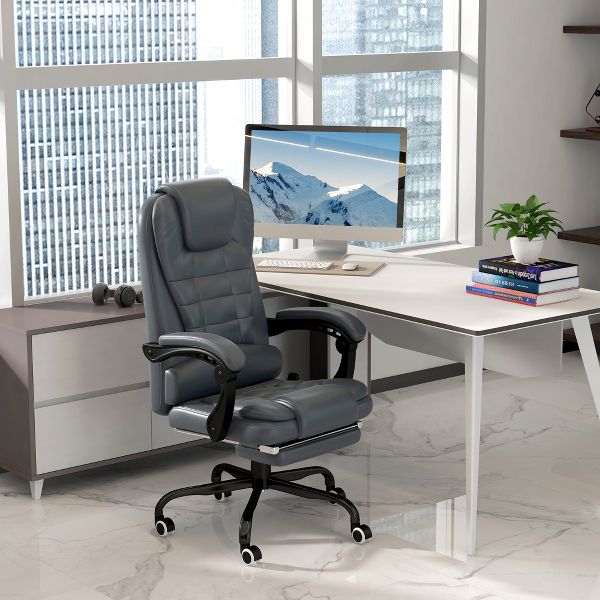Vinsetto 7-Point Vibrating Massage Office Chair Computer Chair with Lumbar Support, Footrest, Reclining Back, Adjustable Height, Black