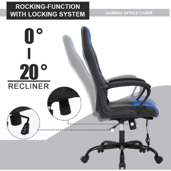 FDW Racing Gaming Chair Home Office Chair Ergonomic Desk Chair Massage PU Leather Computer Chair with Lumbar Support Headrest Armrest ,Black